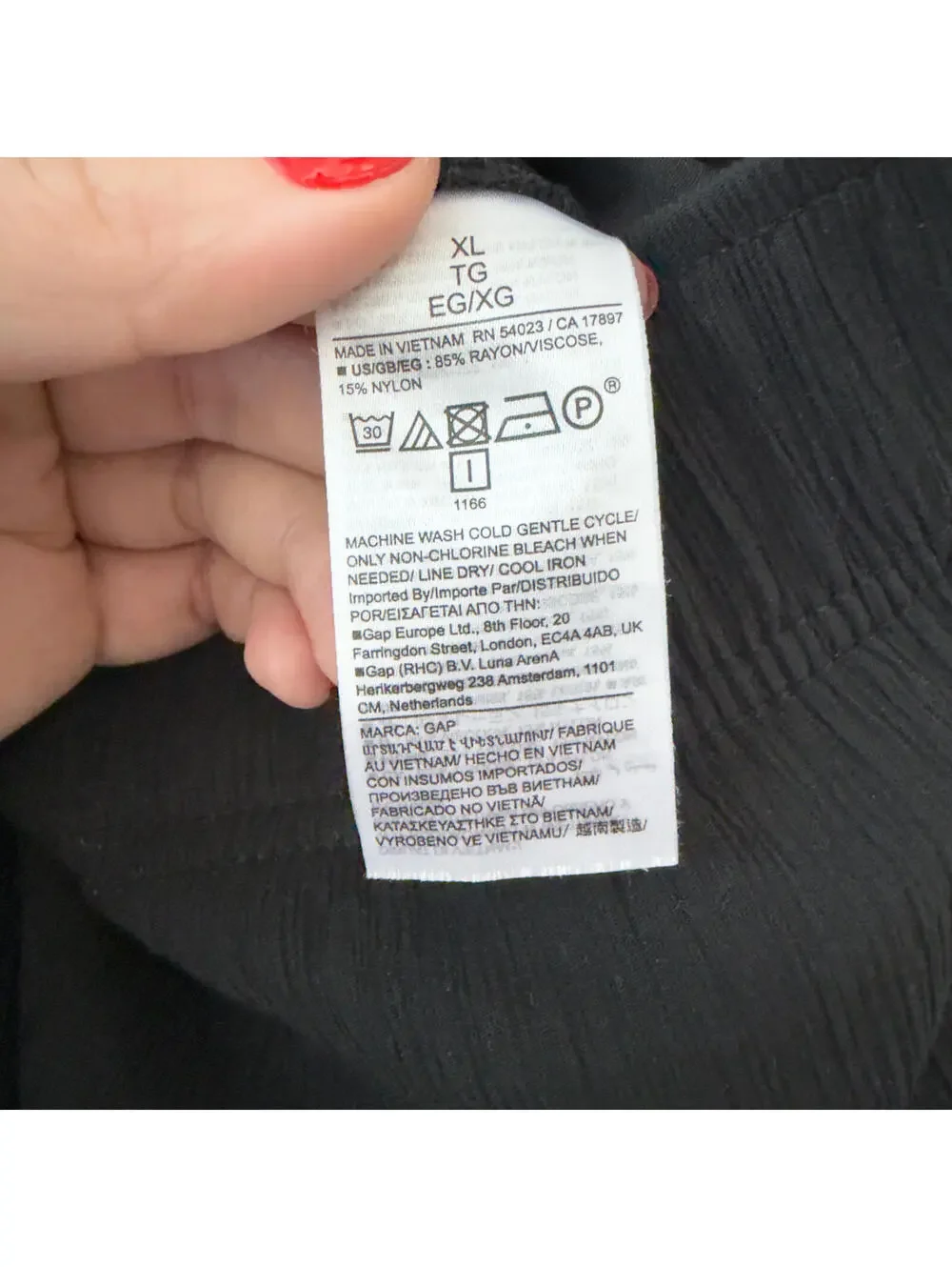 Gap Black Crinkle Wide-Leg Pull-On Pants XL - Picture 6 of 6